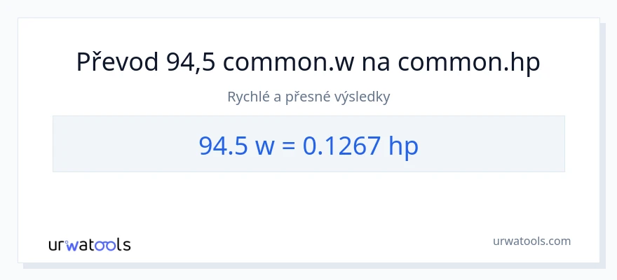 Konverze z watty na koňská síla: 94.5