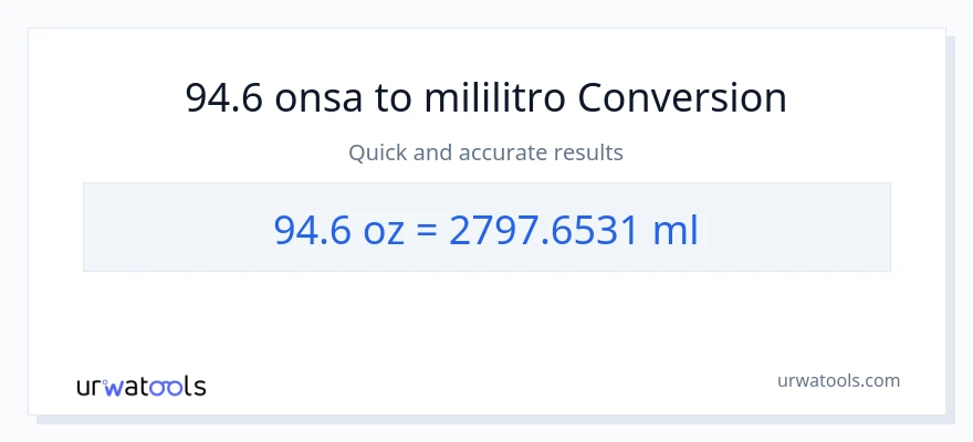 94.6 Mga onsa patungong mga mililitro na conversion