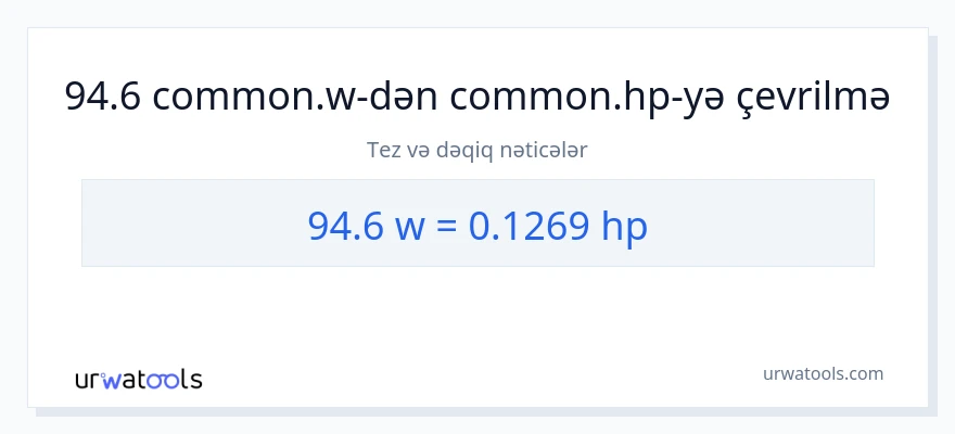 94.6 vatt-dən at gücü-ə çevrilmə