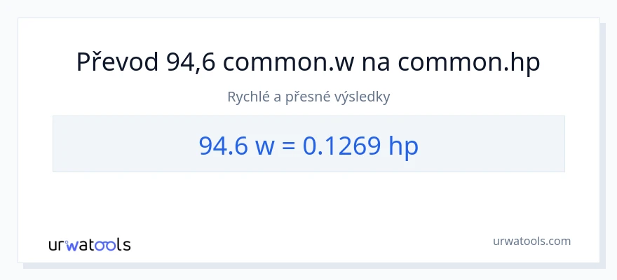 Konverze z watty na koňská síla: 94.6