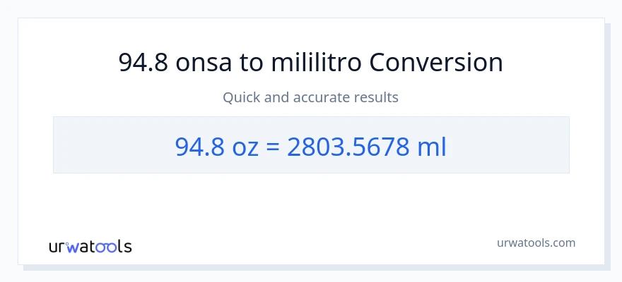 94.8 Mga onsa patungong mga mililitro na conversion