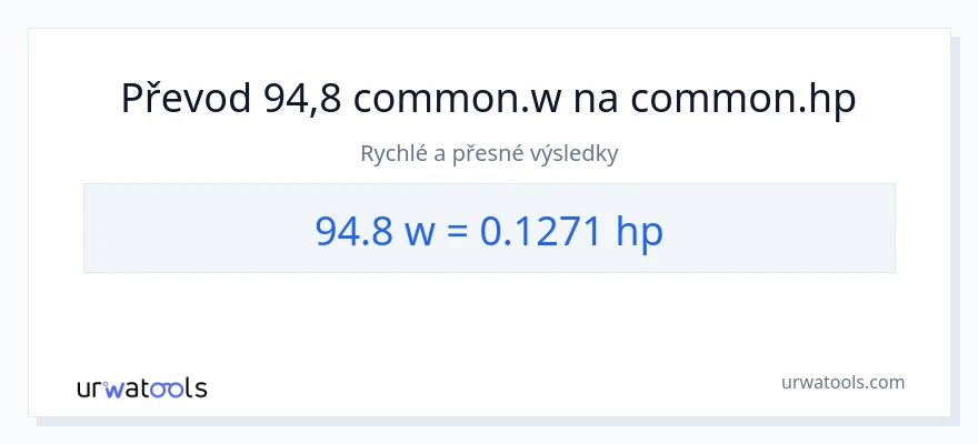Konverze z watty na koňská síla: 94.8