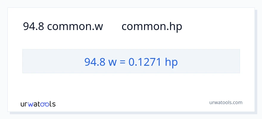 94.8 واٹ سے ہارس پاور کی تبدیلی