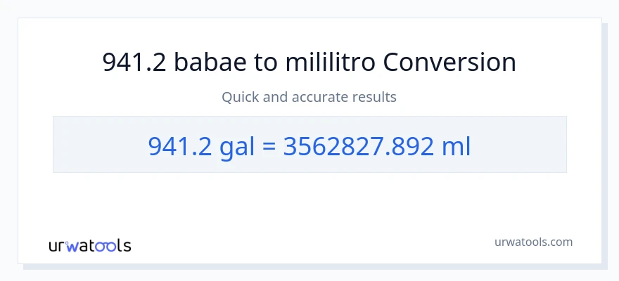 941.2 Mga galon patungong mga mililitro na conversion