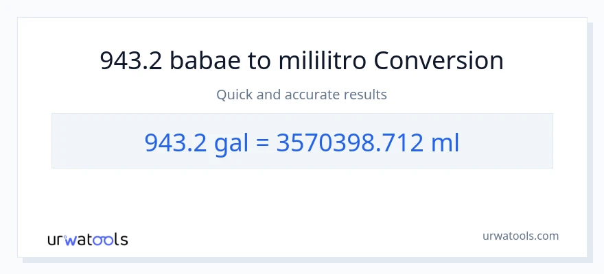 943.2 Mga galon patungong mga mililitro na conversion