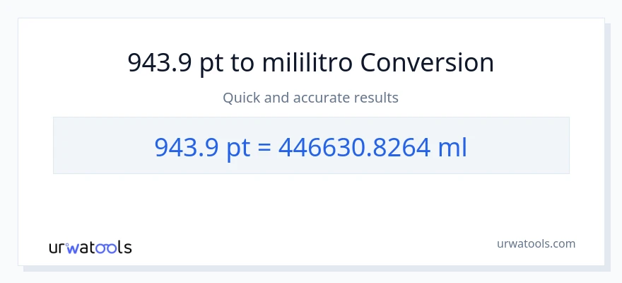 943.9 Pints patungong mga mililitro na conversion