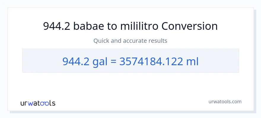 944.2 Mga galon patungong mga mililitro na conversion