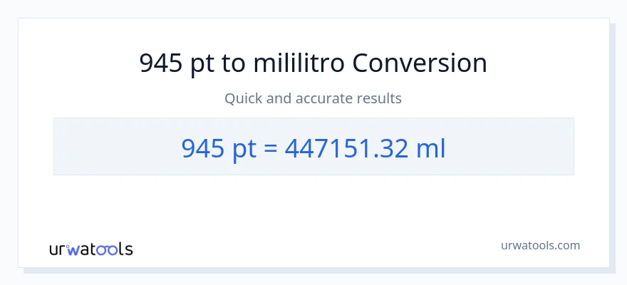 945 Pints patungong mga mililitro na conversion