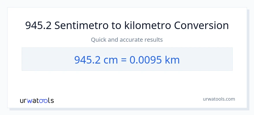 945.2 Mga Sentimetro patungong Kilometro na conversion
