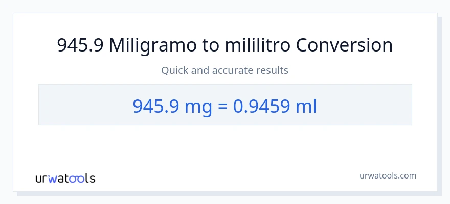 945.9 miligramo patungong mga mililitro na conversion