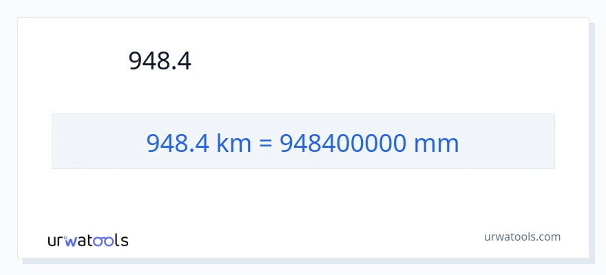 948.4 કિલોમીટર થી મિલીમીટર રૂપાંતર