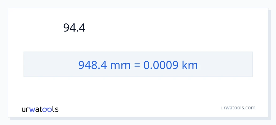 948.4 મિલીમીટર થી કિલોમીટર રૂપાંતર
