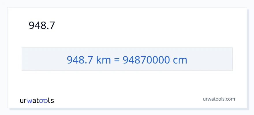 948.7 കിലോമീറ്റർ ൽ നിന്ന് സെന്റീമീറ്ററുകൾ ലേക്ക് പരിവർത്തനം
