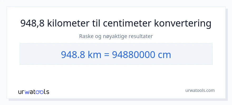 948.8 kilometer til Centimeter konvertering