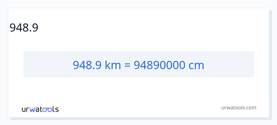 948.9 కిలోమీటర్లు నుండి సెంటీమీటర్లు కు మార్పిడి