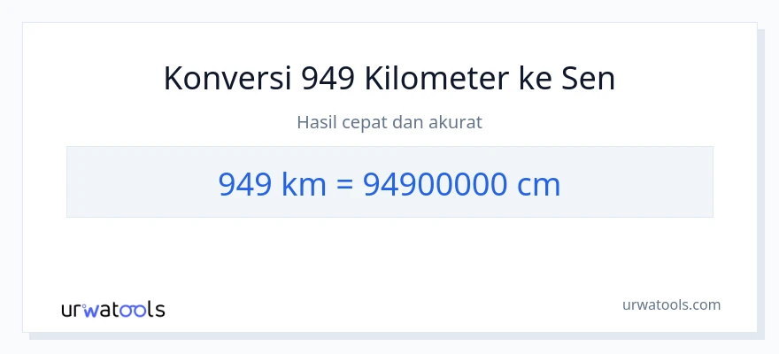 Konversi 949 kilometer ke Sentimeter