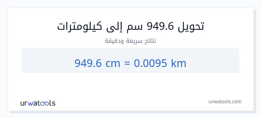 التحويل من 949.6 سنتيمترات إلى كيلومترات