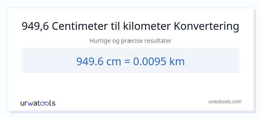 949.6 Centimeter til kilometer konvertering