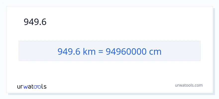 949.6 কিলোমিটার থেকে সেন্টিমিটার রূপান্তর