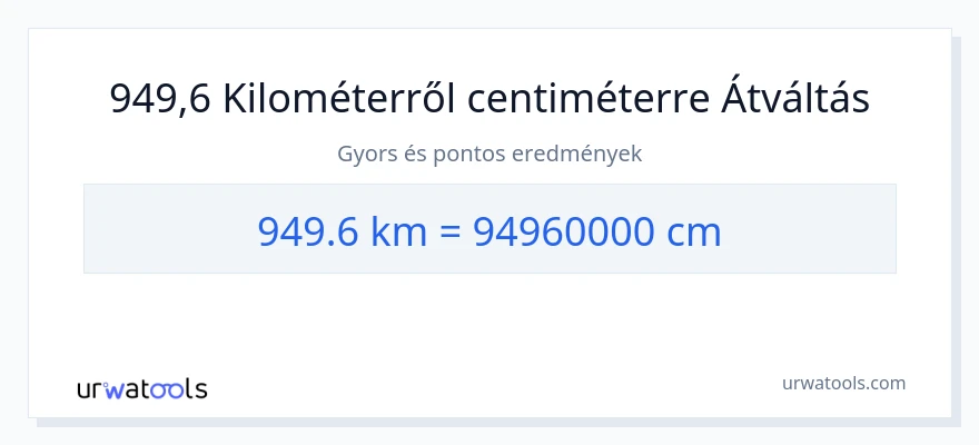 949.6 kilométer - Centiméter konverzió