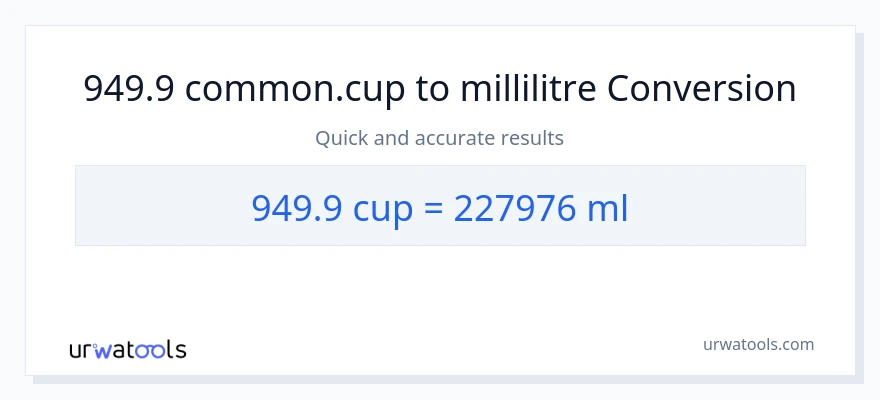 Conversion 949.9 tasses vers millilitres