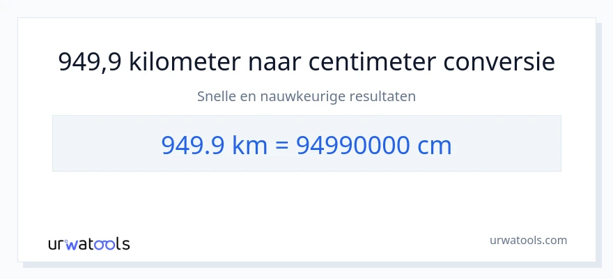 949.9 kilometers naar centimeters conversie