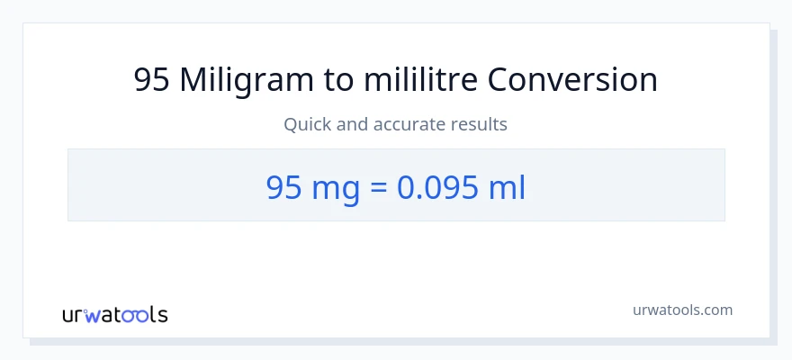 95 miligram'den mililitre'e dönüşüm