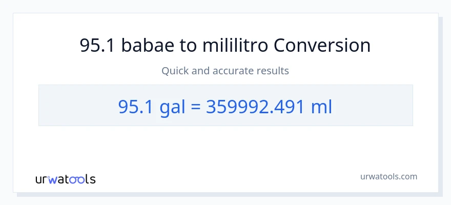 95.1 Mga galon patungong mga mililitro na conversion