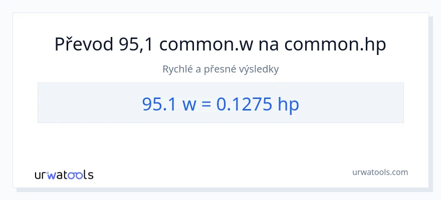 Konverze z watty na koňská síla: 95.1