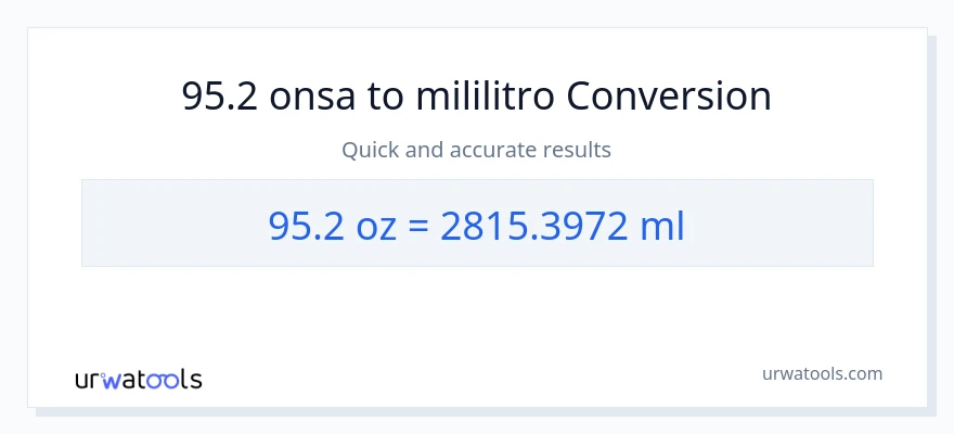 95.2 Mga onsa patungong mga mililitro na conversion
