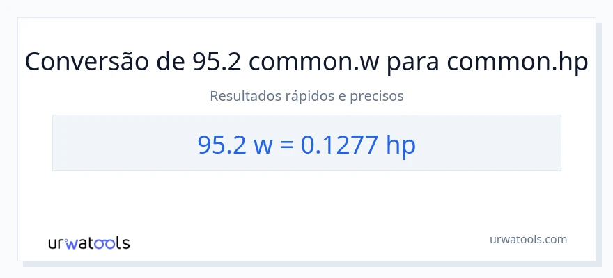 Conversão de 95.2 watts para cavalos de potência