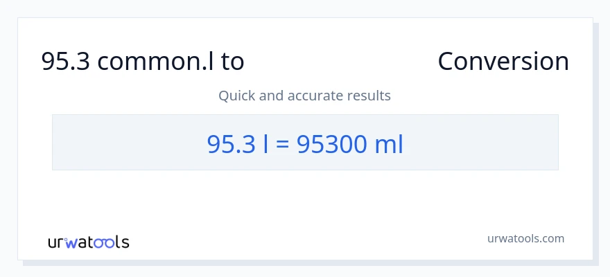 95.3 Liters ൽ നിന്ന് മില്ലിലിറ്റർ ലേക്ക് പരിവർത്തനം
