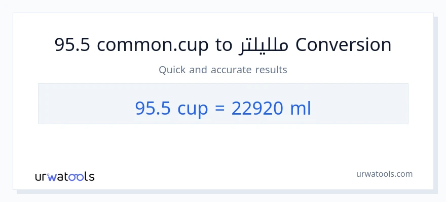 التحويل من 95.5 أكواب إلى ملليلتر
