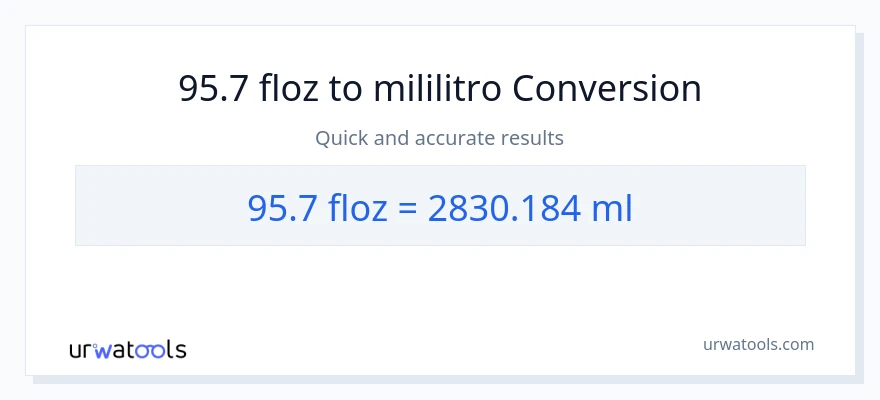 95.7 mga onsa ng likido patungong mga mililitro na conversion