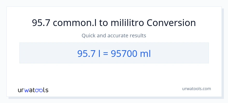 95.7 Liters patungong mga mililitro na conversion