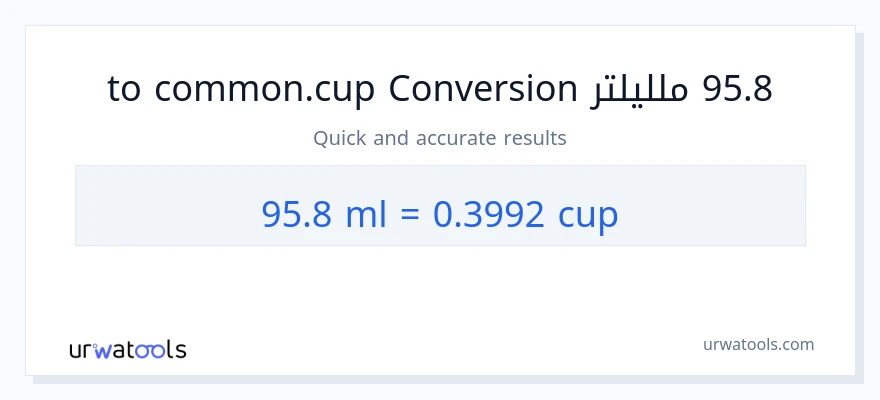 التحويل من 95.8 ملليلتر إلى أكواب