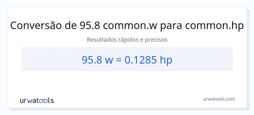 Conversão de 95.8 watts para cavalos de potência