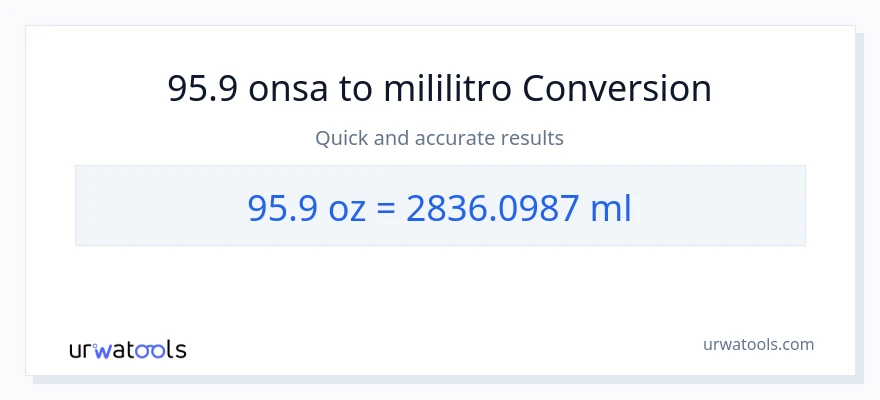 95.9 Mga onsa patungong mga mililitro na conversion