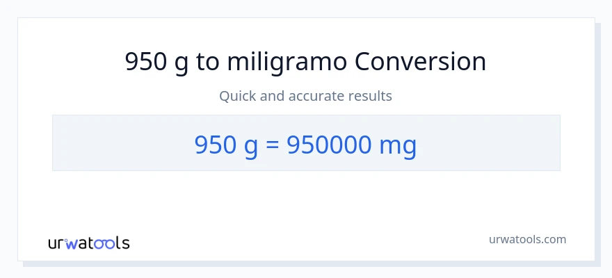 950 Gramo patungong miligramo na conversion