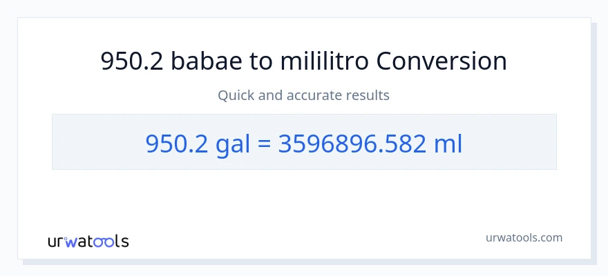 950.2 Mga galon patungong mga mililitro na conversion