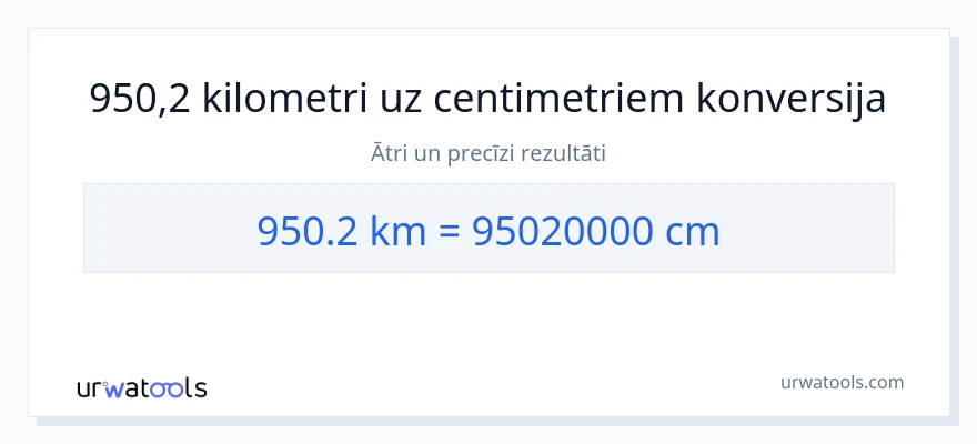 950.2 kilometri uz Centimetri konversiju
