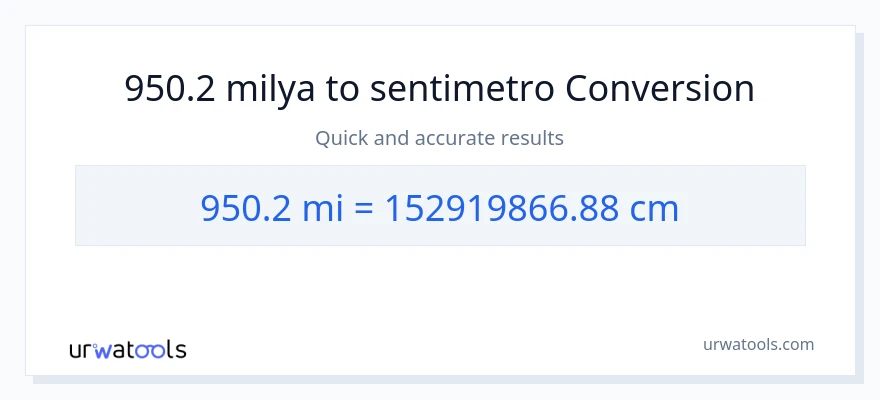 950.2 milya patungong Mga Sentimetro na conversion