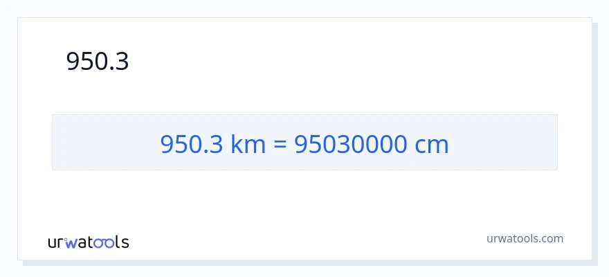950.3 কিলোমিটার থেকে সেন্টিমিটার রূপান্তর