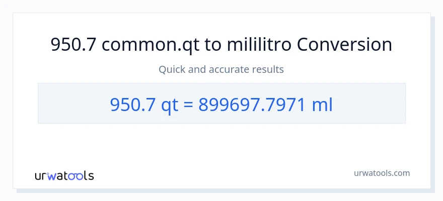 950.7 Quarts patungong mga mililitro na conversion