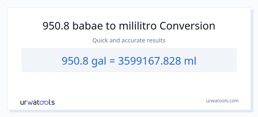 950.8 Mga galon patungong mga mililitro na conversion