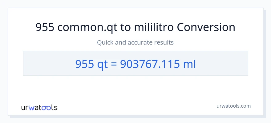 955 Quarts patungong mga mililitro na conversion