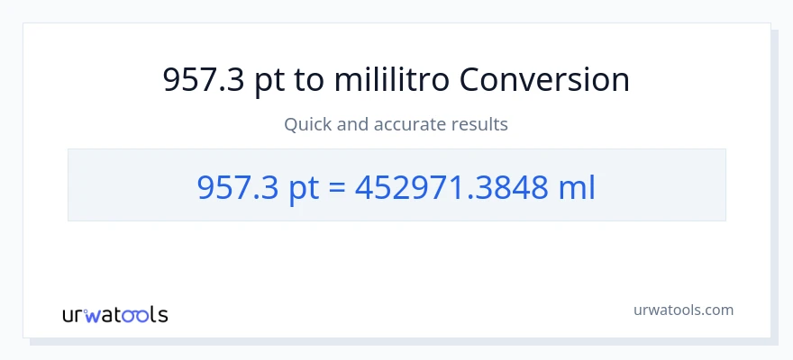 957.3 Pints patungong mga mililitro na conversion