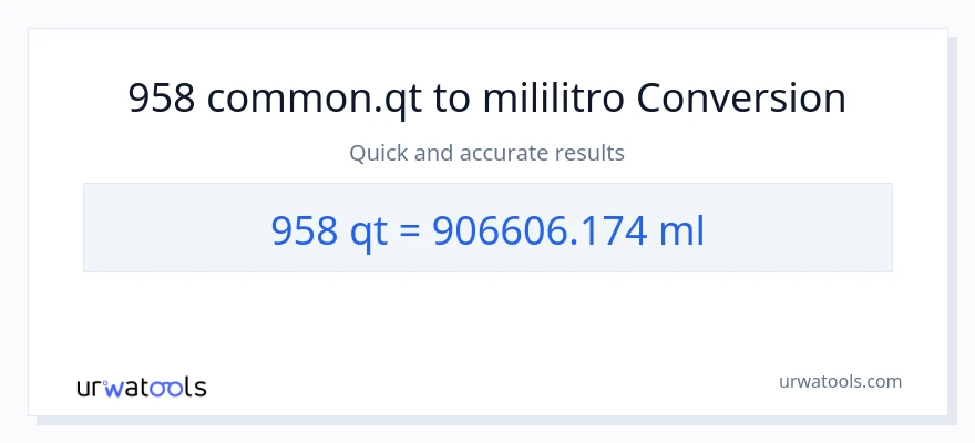 958 Quarts patungong mga mililitro na conversion