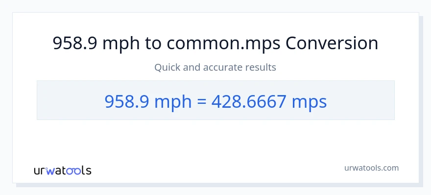 958.9 milya kada oras patungong Meters Per Second na conversion