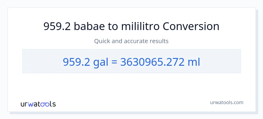 959.2 Mga galon patungong mga mililitro na conversion